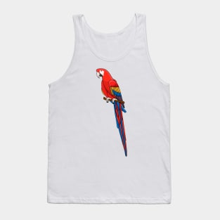 Scarlet macaw parrot cartoon illustration Tank Top